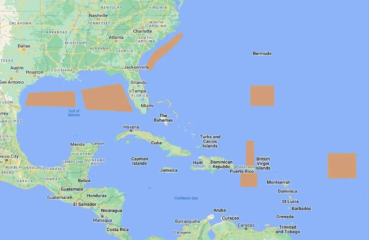 Map of the Saildrone Warfare Areas